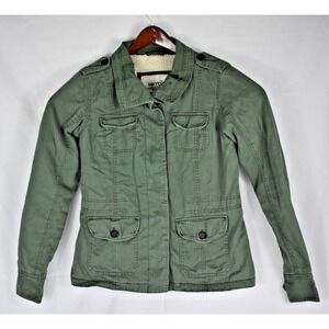 Kirra Field Utility Jacket Women's Medium Sherpa‎ Fleece Lined Canvas Army Green